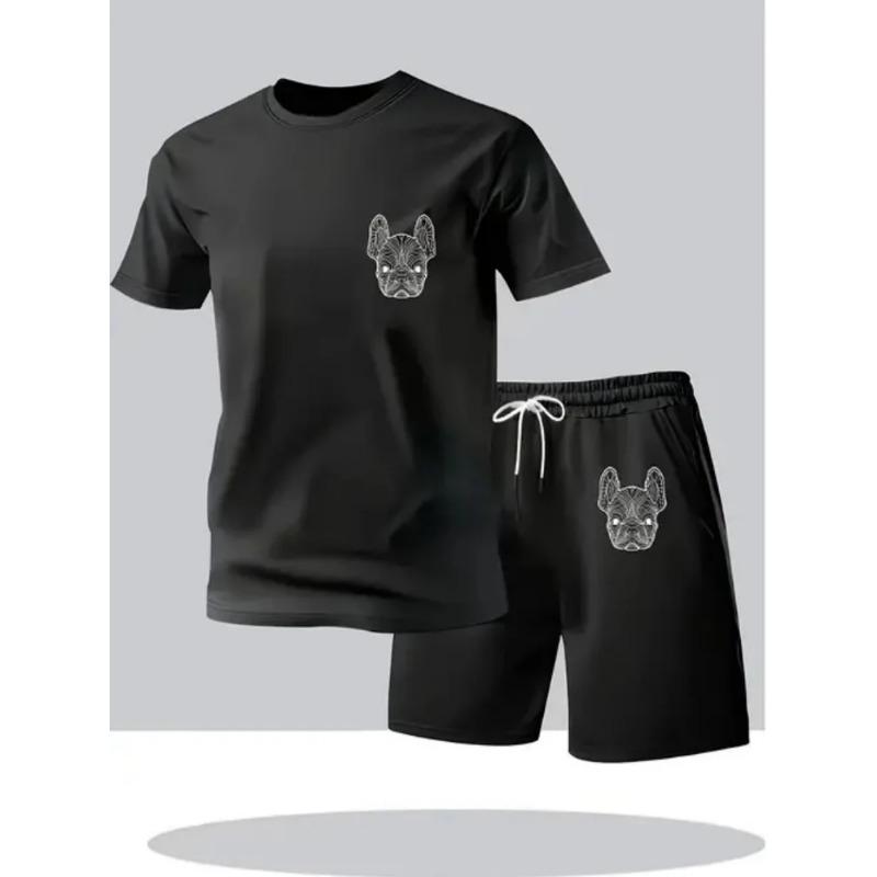 

Summer Men s Quick Drying Casual Short Sleeved T-shirt and Shorts Set, Urban Street Fashion Running Sports Two-piece Set S