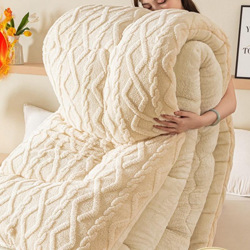 Double Sided AB Version Core Super Thick Winter Warm Blanket for Bed Artificial Lamb Cashmere Weighted Blanket Soft Comfortable Warmth Quilt Comforter