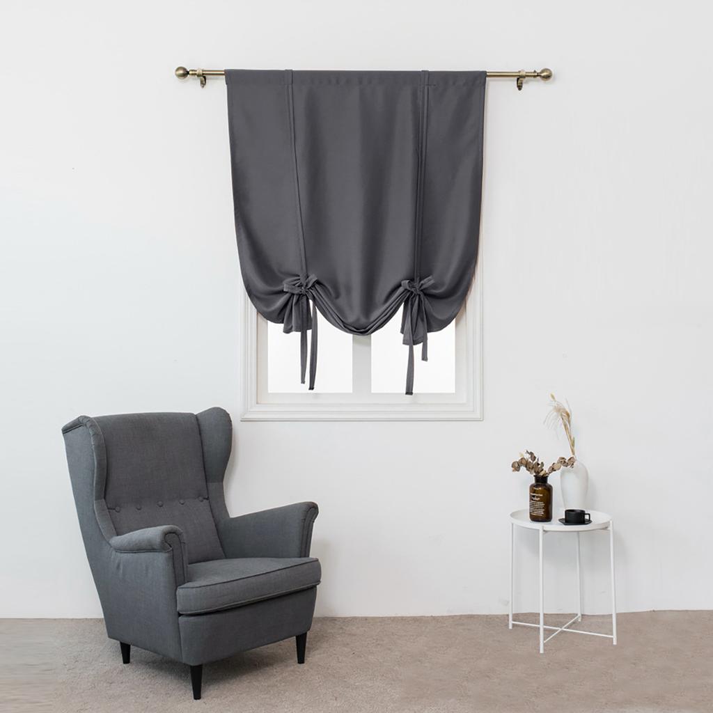 Solid Color High Precision With Rope Short Curtain Through Rod Blackout Curtain Living Room Decoration