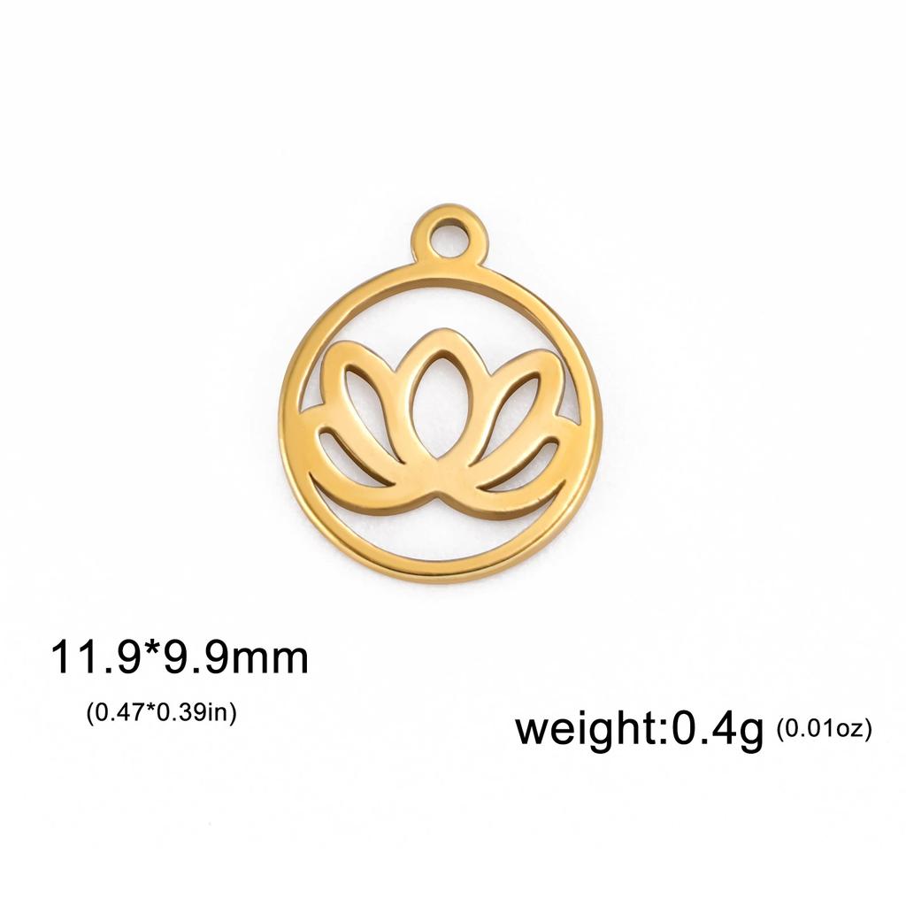 5pcs/lot Stainless Steel Lotus Flower Charm for Jewelry Making Chakra Buddhism DIY Pendant for Earring Necklace Bracelet