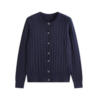 Jesień Nowy Retro Sweter Rozpinany Dzianinowy Sweter Z Długim Rękawem Okrągły Dekolt Temperamentowa Kurtka Top Wysokiej Klasy Odzież Damska