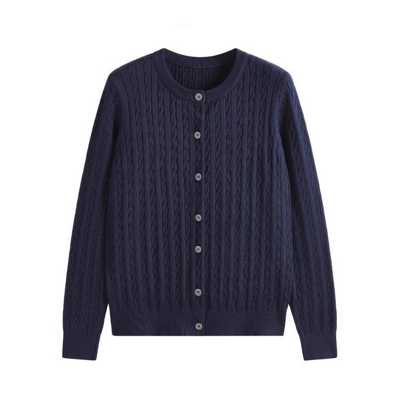 

Осень Новый Ретро Вязаный Кардиган Дизайн Свитер Длинный рукав Круглый вырез Темпераментная Куртка Топ Высококачественная Женская Одежда onesize темно-синий