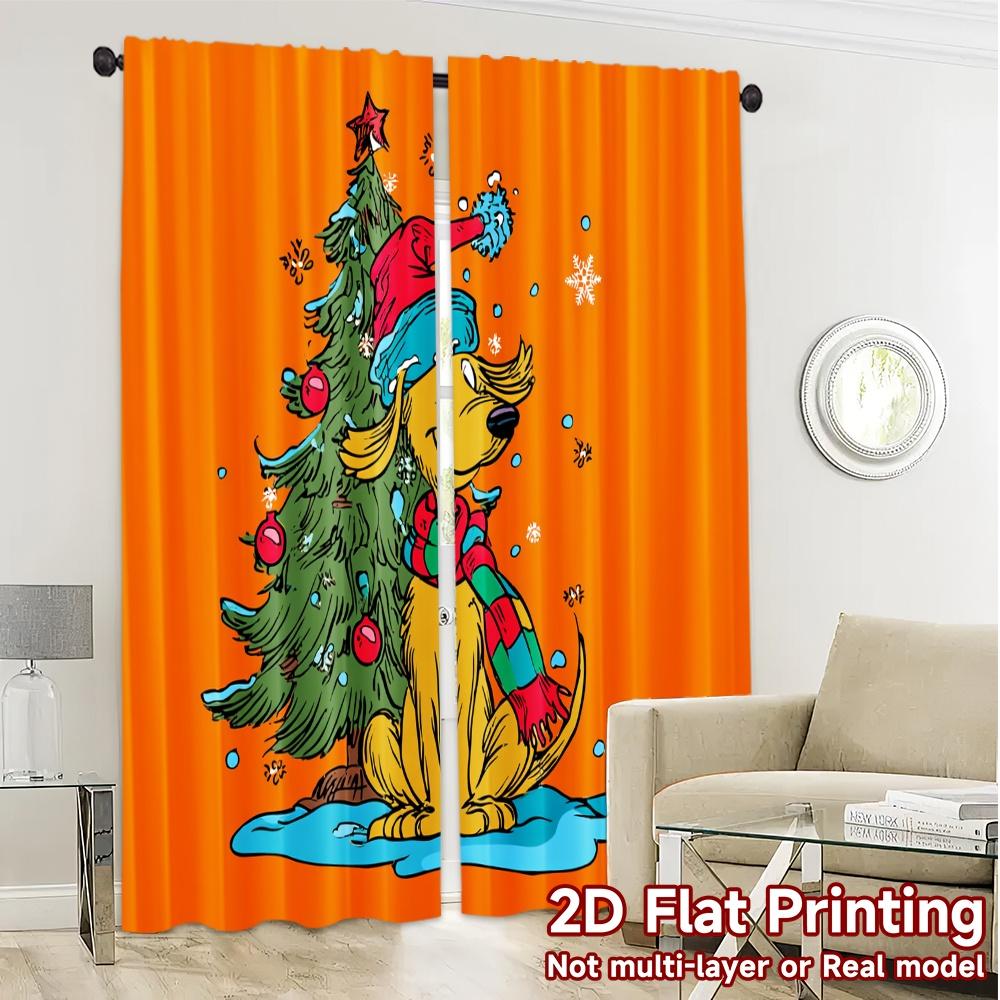 Minimalist Flat Printing Jit Curtains Without Rod Festivepuptree Chic Polyester Easy Install Room Set Of 2 Made