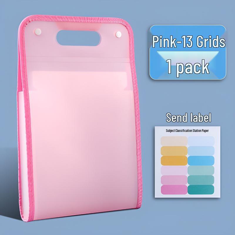 A4 Handheld Accordion File Folder - 13-Layer Large Capacity Paper Storage Bag