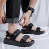 Fashion Men Casual Leather Sandals 2025 New Summer Casual Thick Bottom Walking Shoes Fashion Flat Designer Non-slip Beach Sandal Shoes