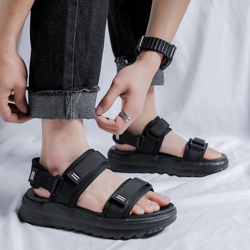 Fashion Men Casual Leather Sandals 2025 New Summer Casual Thick Bottom Walking Shoes Fashion Flat Designer Non-slip Beach Sandal Shoes