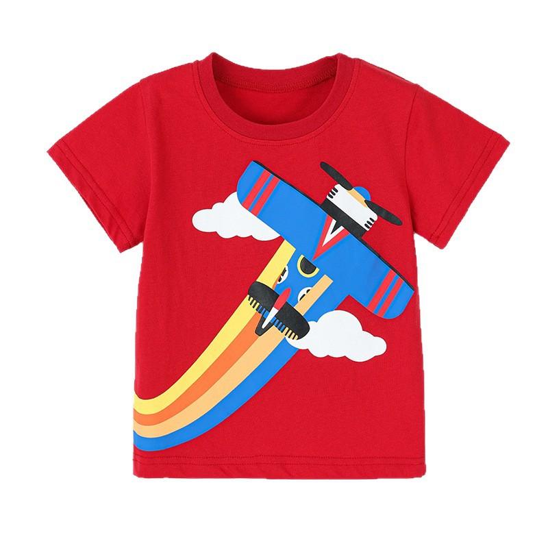 

Boys short-sleeved T-shirt with stylish aeroplane print – children s round-neck top 140cm(8Y) червоний