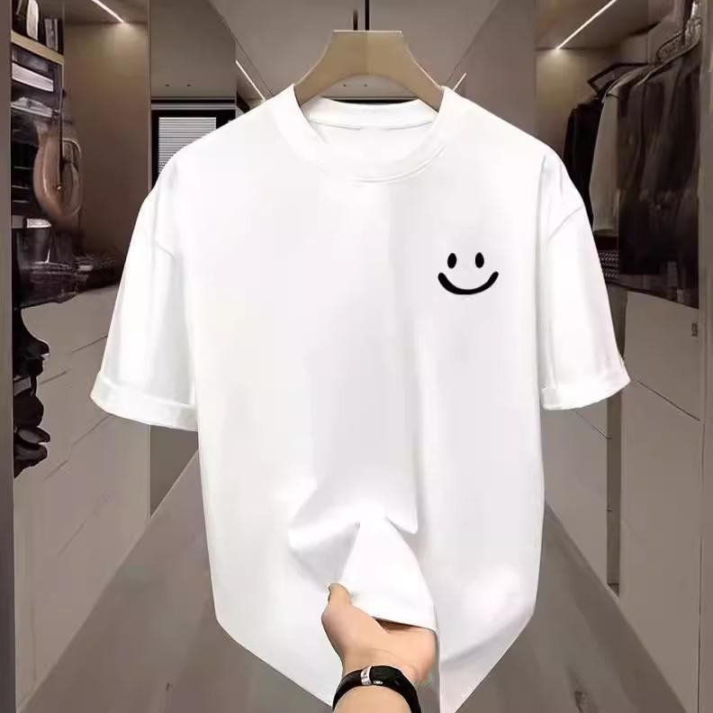 Men's Ice Silk Quick-Dry Crew Neck T-Shirt, Short Sleeve, Loose Fit, Plus Sizes, Casual Summer Style.