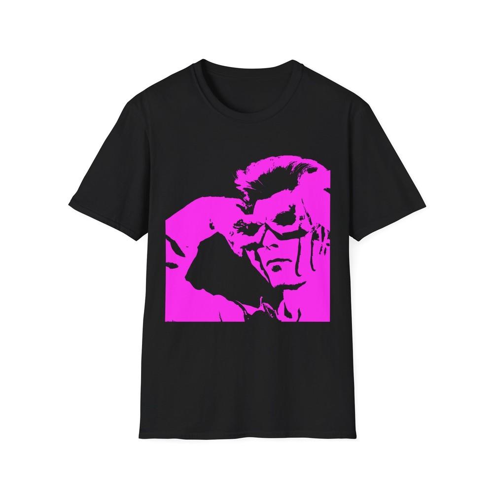 

david bowie owl face in pink tshirt L