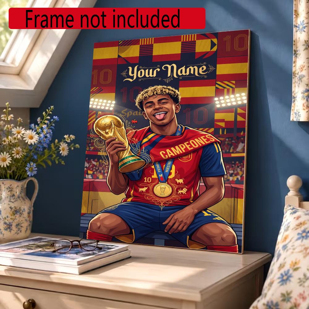 Lamin Yamal Customize Text Diamond Painting Round Diamond Mosaic Suitable For Beginners Diamond Painting Rhinestones Gift Frameless