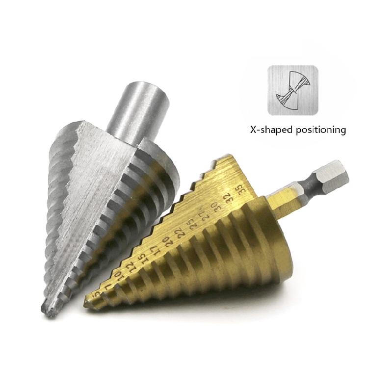 Stufenbohrer Titanbeschichtet Sechskant-/Rundschaft Gerade Nuten 5-35mm 13 Stufen Pagodenbohrer Bohrwerkzeug