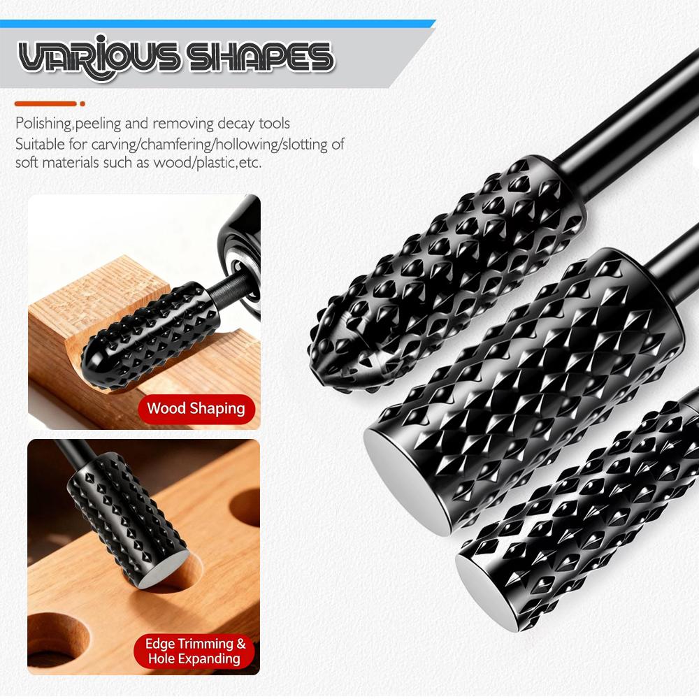 10-Piece Rotary File Set with Round Handles High-Carbon Steel Woodworking Rotary Files Grinding and Polishing Tools