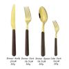 4Pcs Gold Besteck Set Edelstahl Geschirr Holzgriff Geschirr Glänzend Messer Gabel Löffel Westlichen Küche Besteck Set