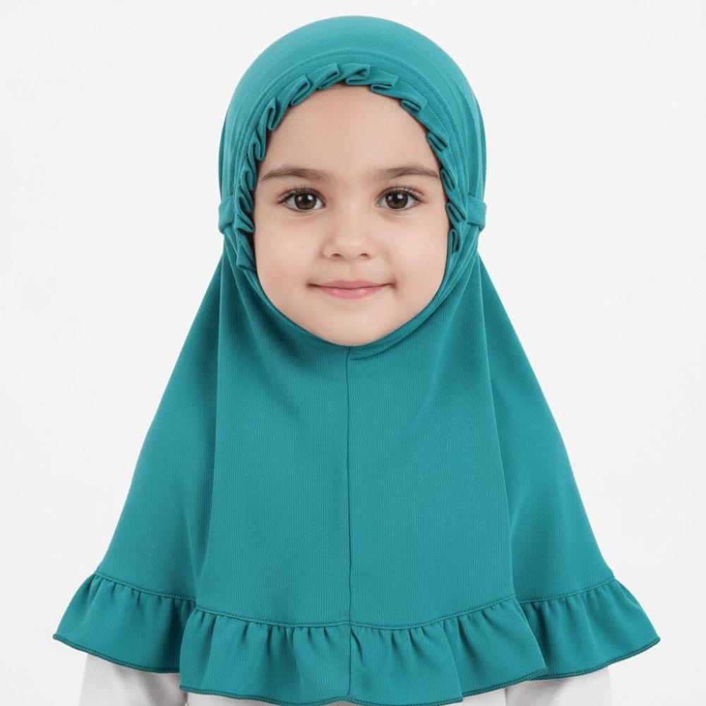 Solid Color Girls Muslim Hijab Crinkles Texture Floral Islamic Head Scarf Hair Accessories