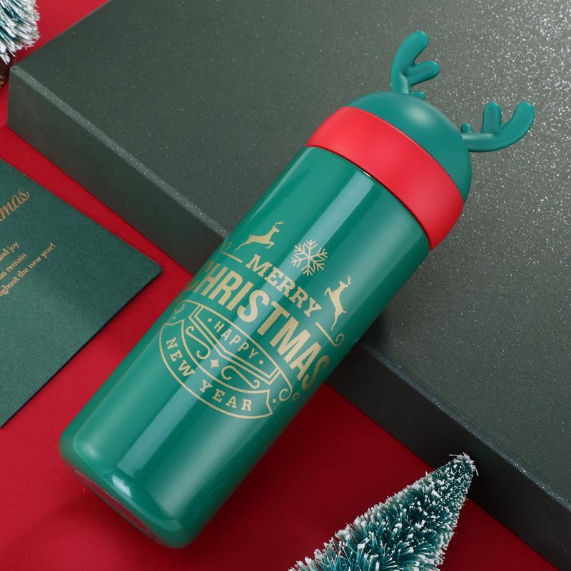 Christmas Stainless Steel Tumbler, 300ml Insulated Thermos Cup with Lid, Festive Holiday Themed Mug for Coffee & Drinks, Cute Xmas Gift Idea