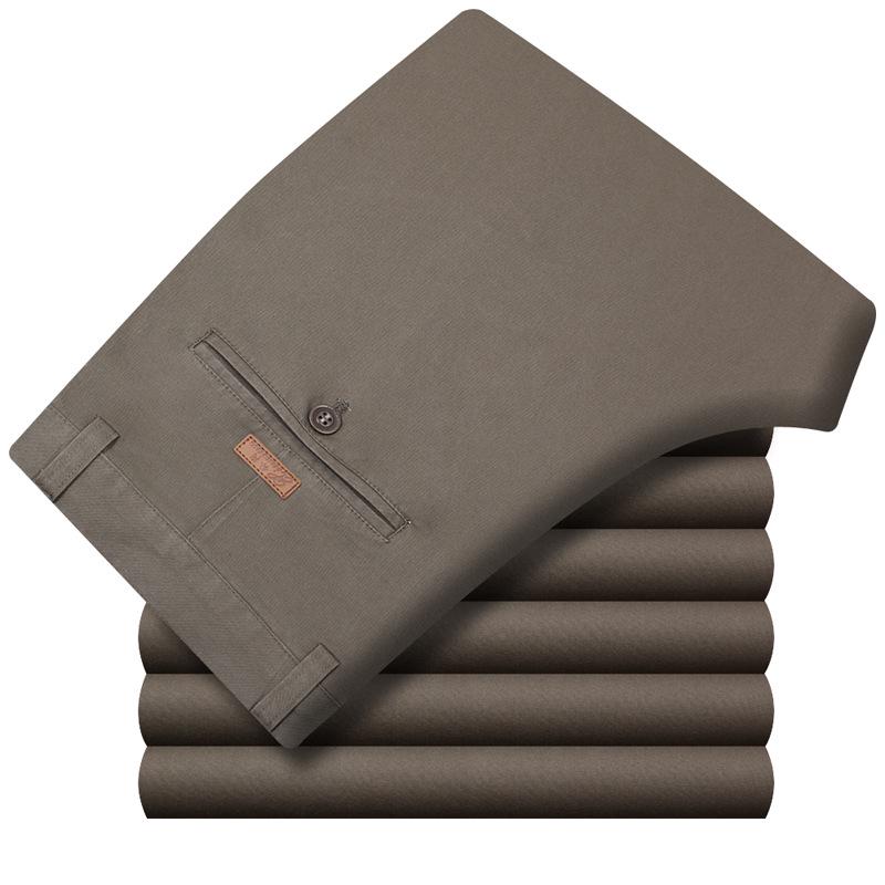 Men's High Waist Double Pleated Cotton Pants - Spring/Summer, Loose Straight Leg, Plus Size