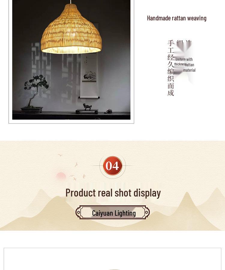 Wabi-Sabi Bamboo Rattan Pendant Lamp: Zen-Inspired Teahouse Lighting