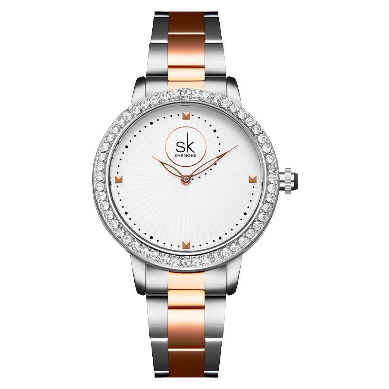 Ladies Watch Women'S Diamond Spiral Sea Thread Dial Steel Strap Waterproof Watch Rivet Quartz Watch 0111