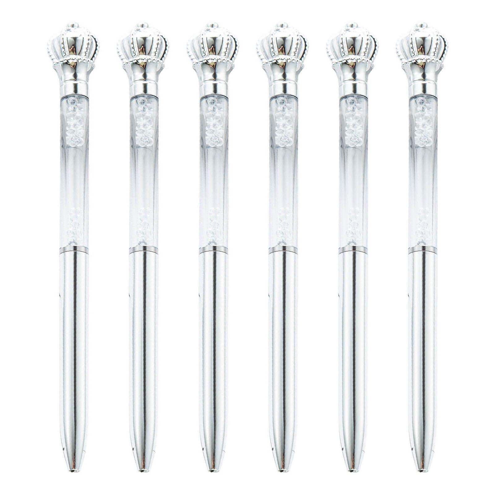 

6 шт. шариковая ручка Crown Crystal Rhinestone шариковая ручка для подписи ручка для письма гостевая ручка для офиса серебряный