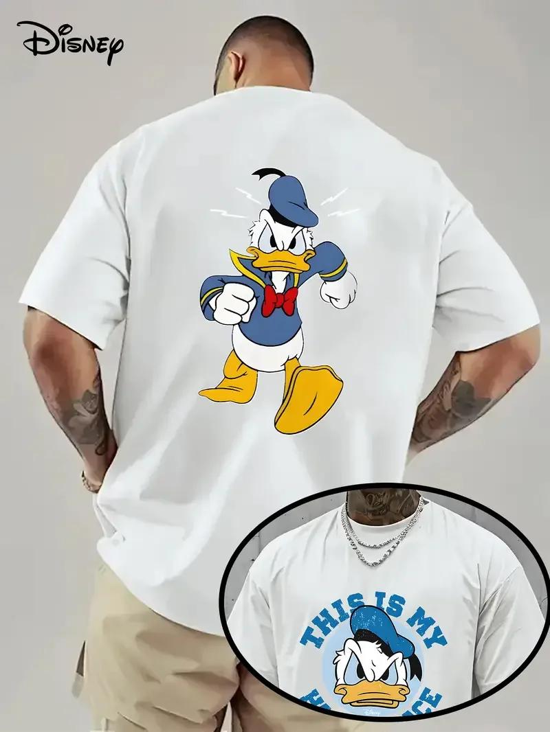 

Лето 2025 Прохладная Пара Дисней Дональд Дак Футболка Унисекс Мужская 100% Чистый Хлопок С Принтом Футболка Оверсайз Топ Одежда Круглый Вырез S