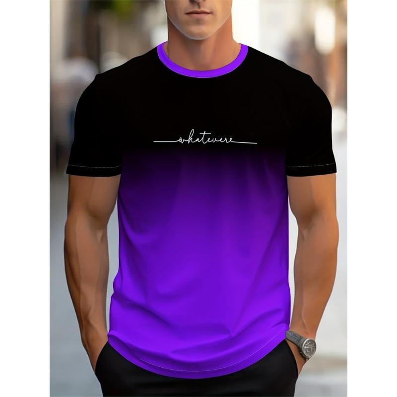 Men's Summer Letter Pattern Printed T-Shirt Men's Breathable Comfortable Simple Round Neck T-Shirt Outdoor Sports Casual Top