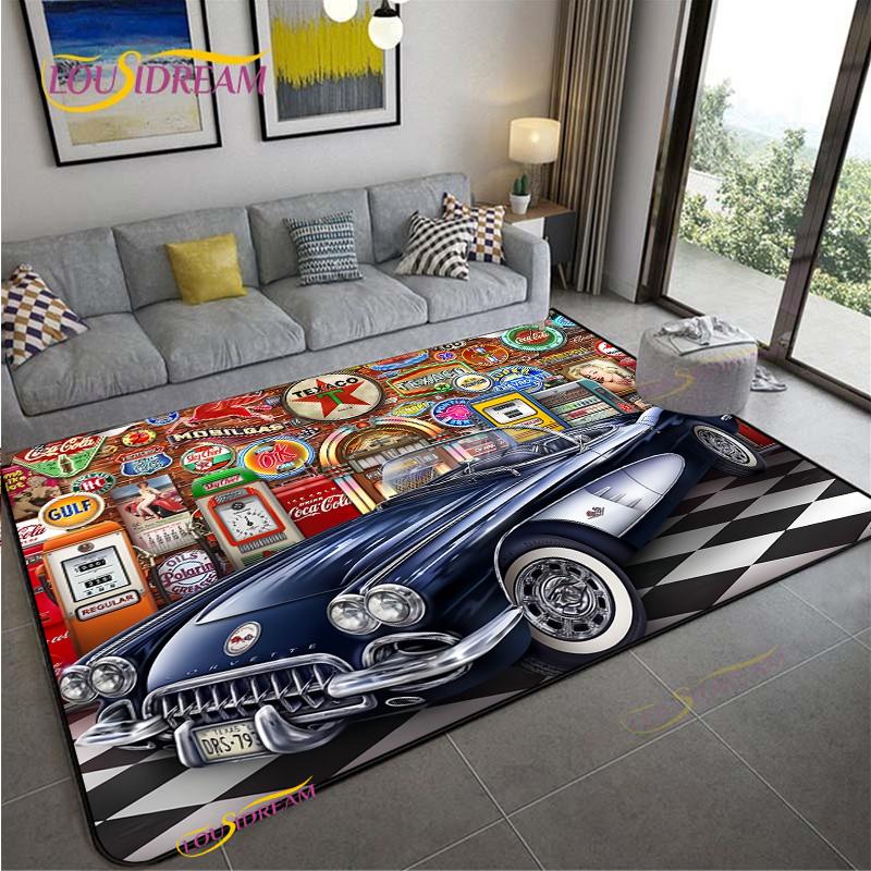 Route66 Motorcycle Carpet for Living Room Bedroom Rugs Kitchen Kids Door Unslip Floor Mats Birthday gift photography props Rug