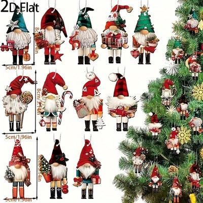2D Plokščios 24 vnt. Kalėdinės 2D Šventinės Skulptūrėlės-Kareivukai, Medžio Kabinami Papuošalai, Šventės, Draugų Susibūrimas Kieme, Kambario Dekoravimas Su Virvele