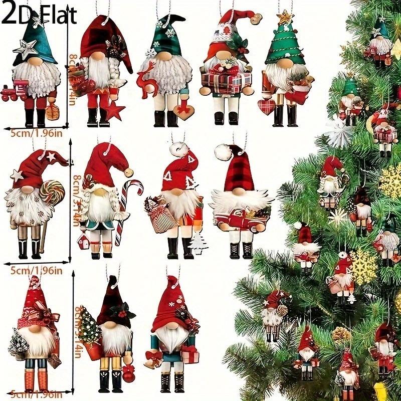 2D Flat 24pcs Christmas 2D Festive Nutcracker Tree Hanging Decorations, Holiday Party, Friends Gathering Yard, Room Decoration with Twine