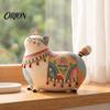 Funny Pet Statues Dachshund Cat/Dog Ornament, Handmade Resin Decorative Figurine, Artistic Themed Rustic Crafts Home Decor Statue for Living Room Desk