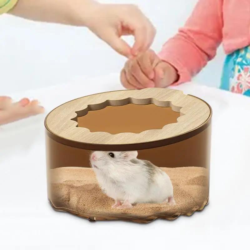 

Small Animal Sand Bath Box Hamster Bath Tub Cleaning And Bathing Accessories Sturdy Hamster Sand Box Sand Bath Hamster Lid темно-коричневого