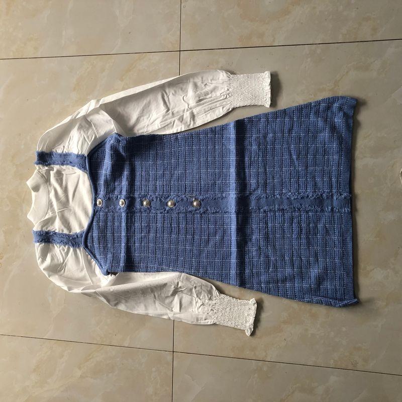 Style Fake Two-Piece Dress Spring & Fall New Foreign Trade Women's Clothing Half Turtleneck Pullover Long Sleeves Color Matching Stitching 30549