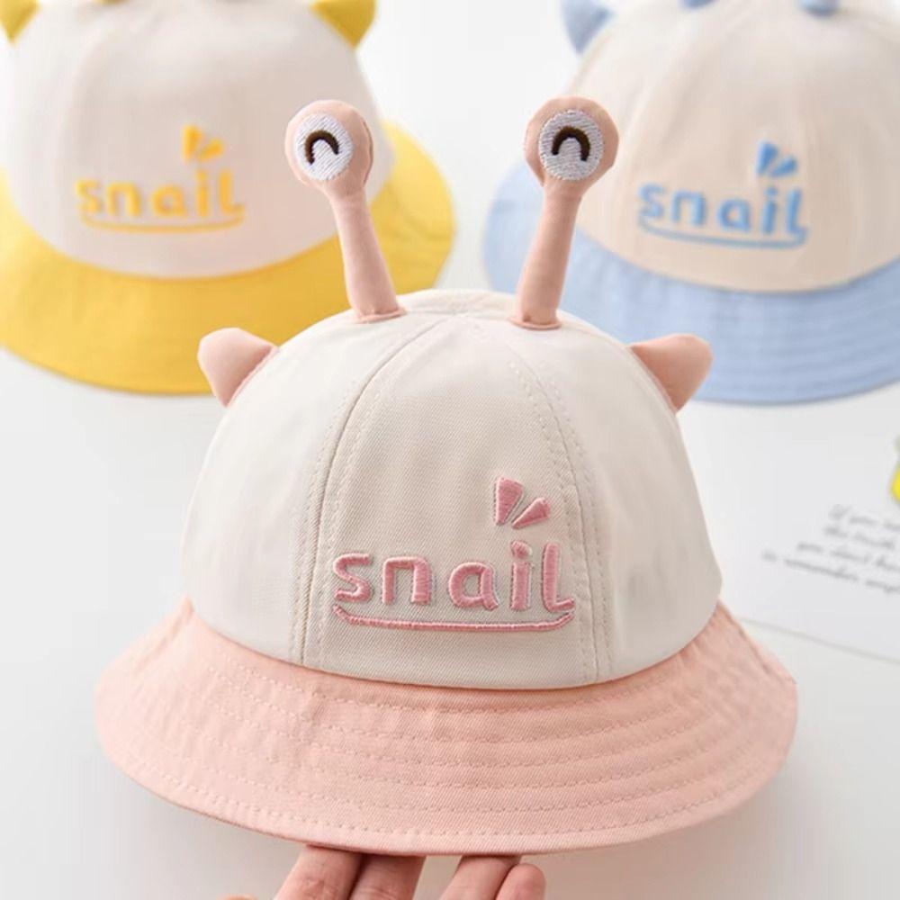 Solid Color Newborn Sun Hat Embroiderey Toddler Panama Sun Hat Fashion Snail Baby Bucket Hat Beach