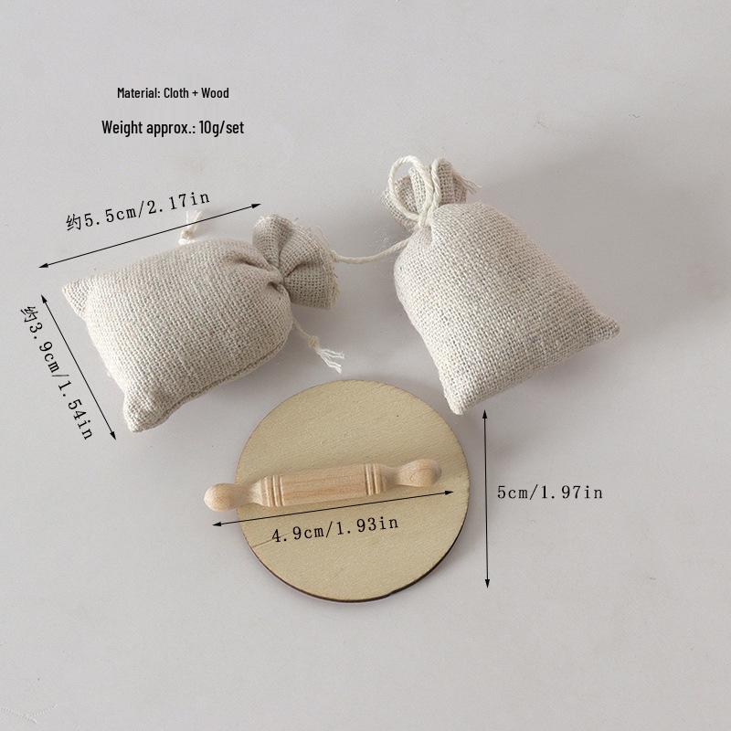 Miniature Kitchen Set: Rolling Pin, Flour Bag, Whisk, Eggs, Olive Oil for Dollhouse Scenes