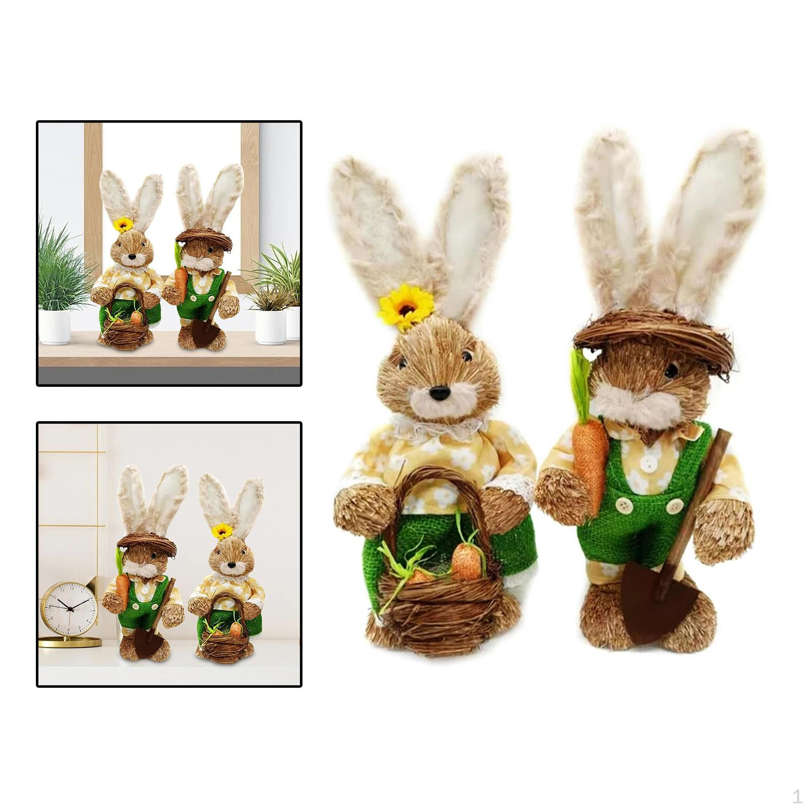 Пасхальное соломенное украшение, Милый ручной работы кролик, Статуэтка для Весны 30