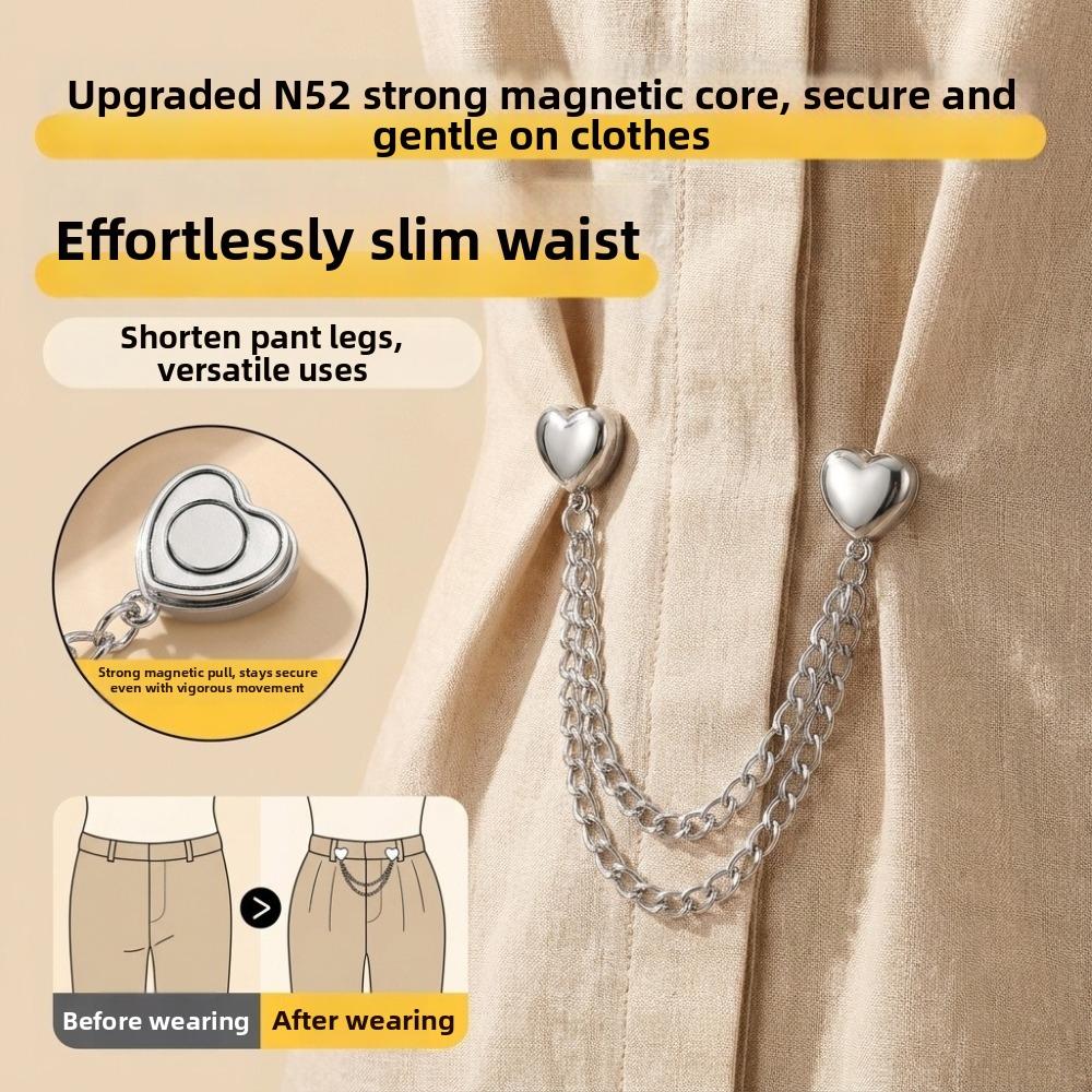 10PCS Detachable Magnetic Clothing Clip Heart-shaped Nail Free Chain Magnetic Buckle Multi-Function Metal