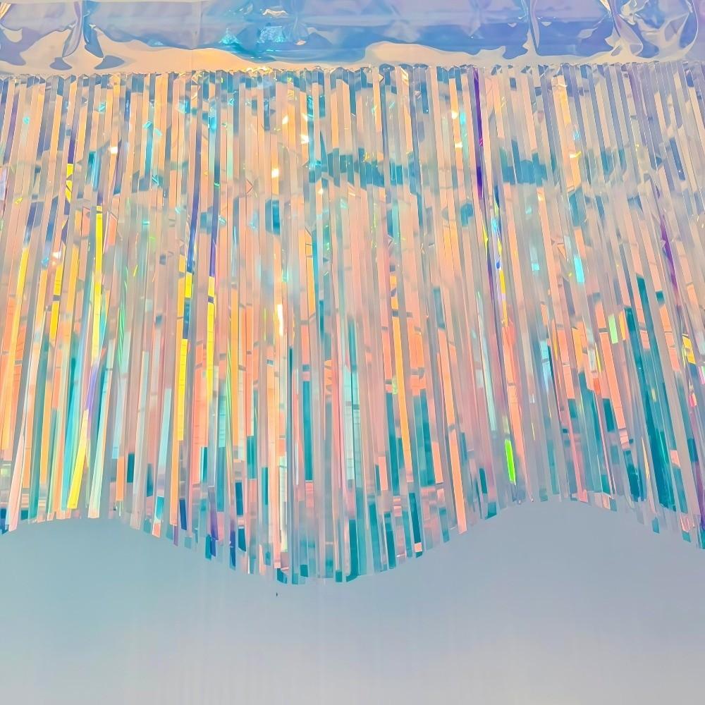 Laser Blue Wave Banner 38x300CM Backdrop Curtains Party Decoration Rain Silk Curtain  Shopping Mall