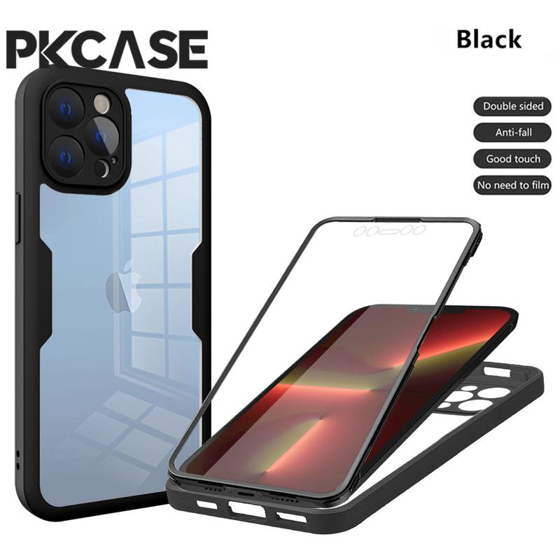 

PKCASE Чехол-пленка Интегрированный чехол для телефона для iPhone 7 8 SE XS 16 15 14 Plus 13 Mini 12 11 Pro Max Противоударный чехол Полное покрытие For iPhone 13 Mini чёрный