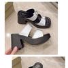 Fashion Summer Elegant Women High Heeled Slippers 2025 New Thick Heel Shoes Simple Fashion Waterproof Platform Soft Leather Sandals
