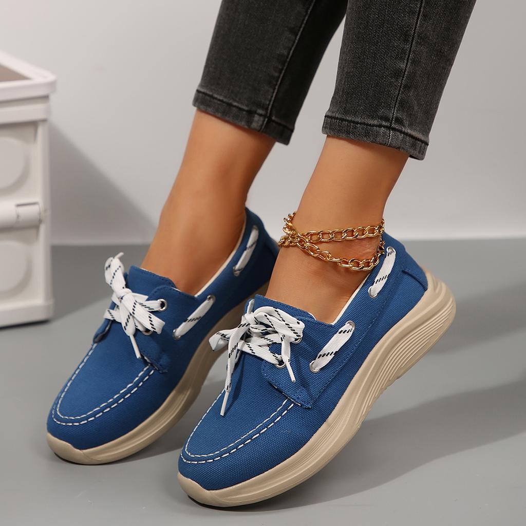 Fashion Women Sneakers New Lace Up Women Vulcanize Shoes Autumn Round Toe Solid Color Shoes Ladies Casual Flat Sneakers Zapatos De Mujer