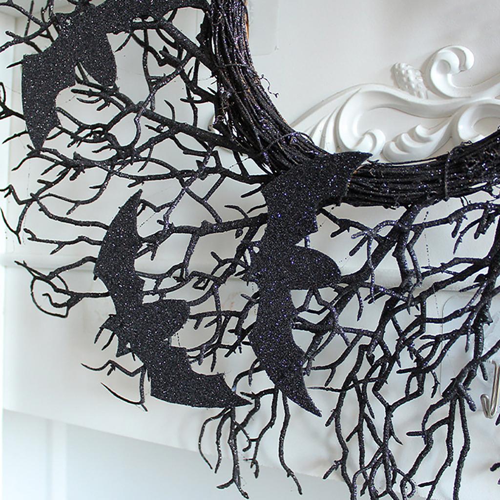 Halloween Simulation Decoration Wreath, Black Withered Branches, Vines, Window And Door, Hanging Party Props