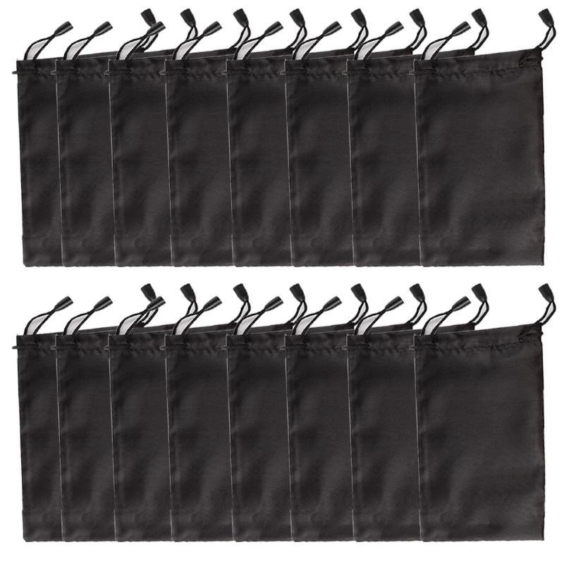 20Pcs Portable Eyewear Container Soft Waterproof Sunglasses Bag Drawstring Microfiber Dust Proof Pouch Pocket Glasses Carry Bag (Without Sunglass)