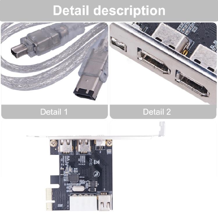 PCIe X1 4 Port Firewire 6Pin Expansion Card PCIE 1394 Chipset Adapter PCIE 1X to 1394 Expansion Card For Desktop PC
