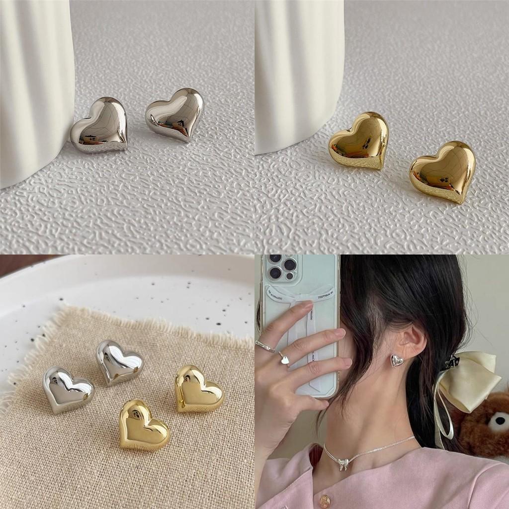 Fashionable Alloy Heart Shape Earrings Elegant Vintage Inspired Studs Jewelry For Ladies