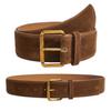 Women Retro Brown Suede Wide Waist Belt For Dresses And Jeans With Adjustable Design