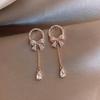 Korean Style Rhinestone Crystal Water Drop Bow Earrings
