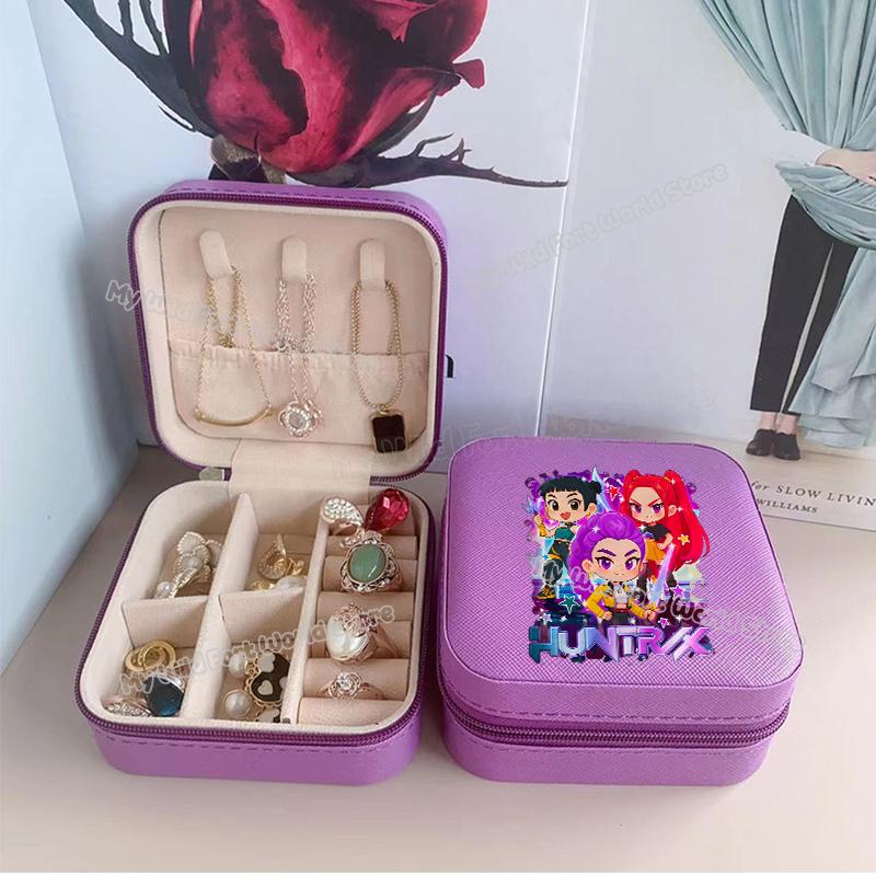 Wysokiej Jakości KPop Łowcy Demonów Pudełko na Biżuterię Organizer na Kolczyki, Naszyjniki, Pierścionki dla Kobiet Mini Organizer na Biżuterię Podróżny Pudełka Ekspozycyjne
