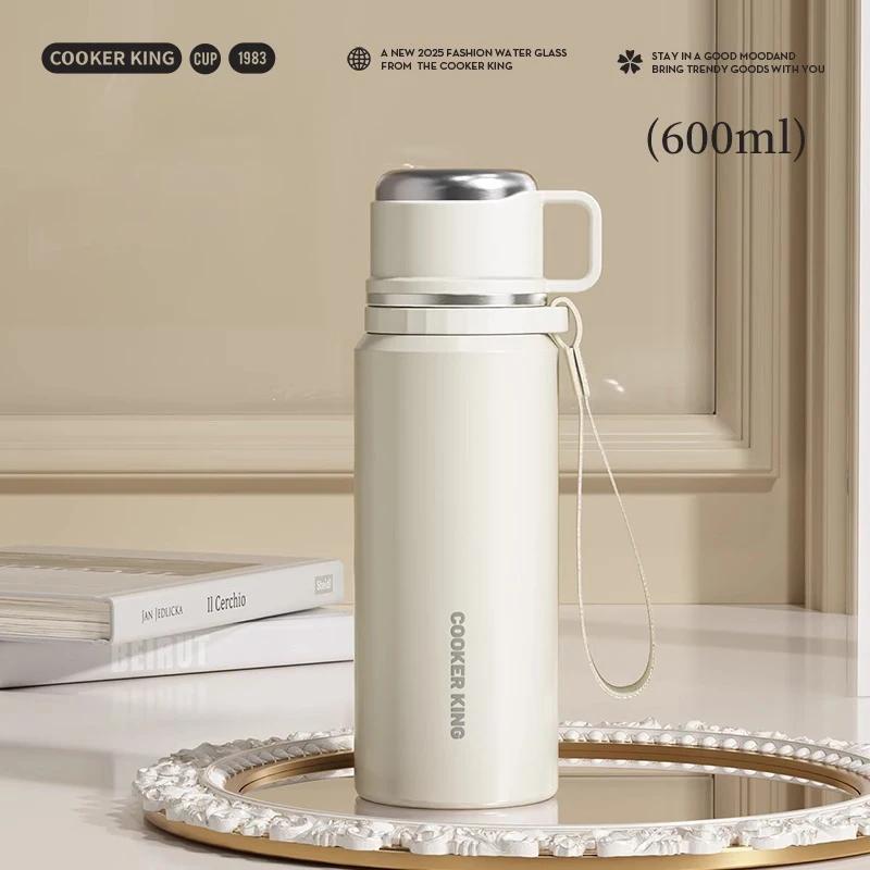 COOKER KING Thermos Wasser 600ml/800ml Flasche Blumenmuster Teetasse Edelstahl Isolierbecher mit Teesieb Teebereiter