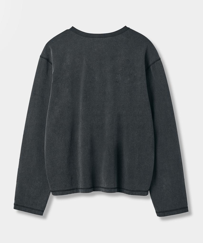 Dimiteulibeullaeg Four Seasons Essentials Henley Neck Long Sleeve T-Shirt_Pigment Charcoal
