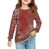 Girls' Long Sleeve Blouse - Round Neck Soft Waist Tunic