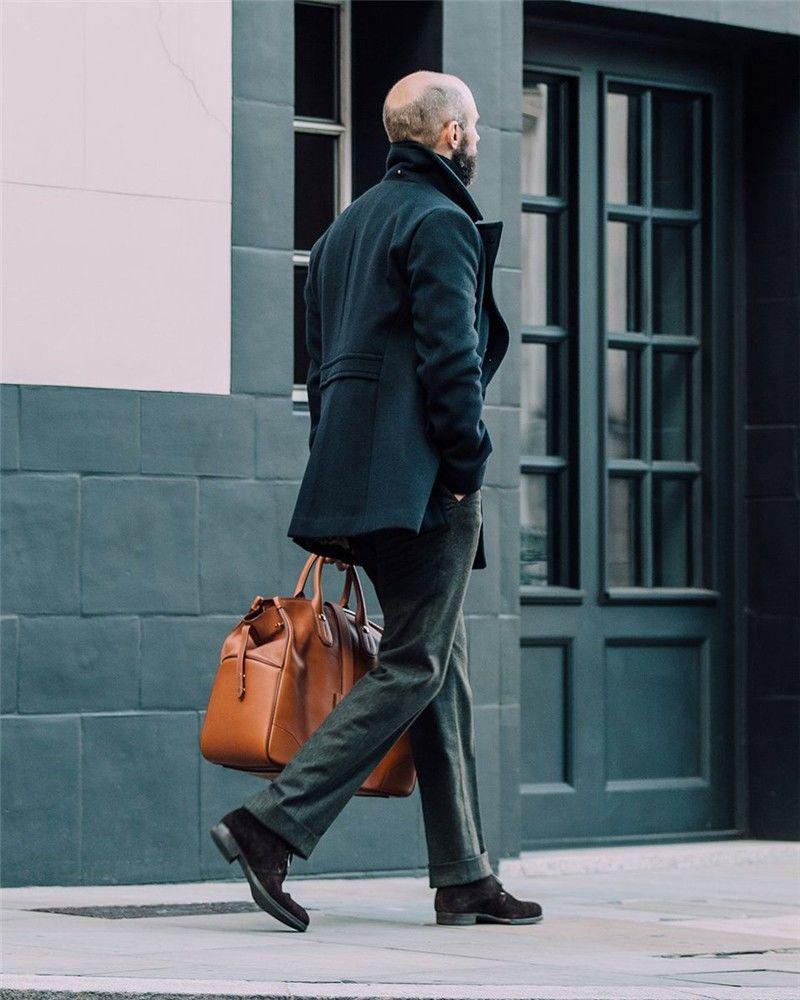 Manteau en laine mi-long pour homme style britannique - Vêtement d'extérieur à manches longues Automne/Hiver